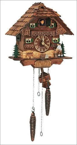 10" Musical Wood Chopper Black Forest German Cuckoo Clock