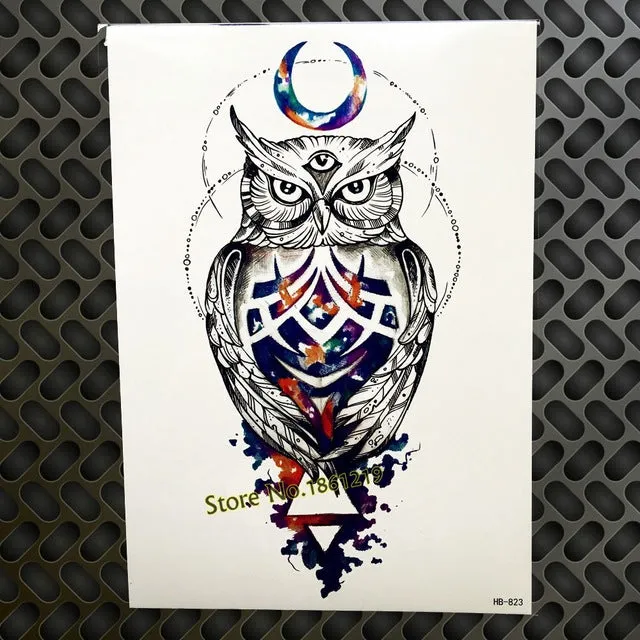 1PC Snowy Owl Hedwig Design Large Arm Tattoo Sleeve Flash Temporary Tattoo Sticker 21x15cm Waterproof Henna Tatoo Women Body Art