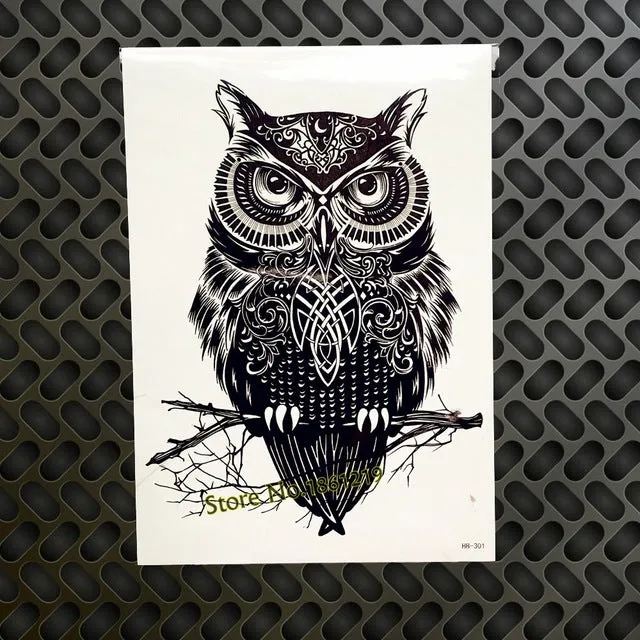 1PC Snowy Owl Hedwig Design Large Arm Tattoo Sleeve Flash Temporary Tattoo Sticker 21x15cm Waterproof Henna Tatoo Women Body Art