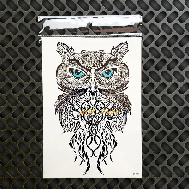 1PC Snowy Owl Hedwig Design Large Arm Tattoo Sleeve Flash Temporary Tattoo Sticker 21x15cm Waterproof Henna Tatoo Women Body Art