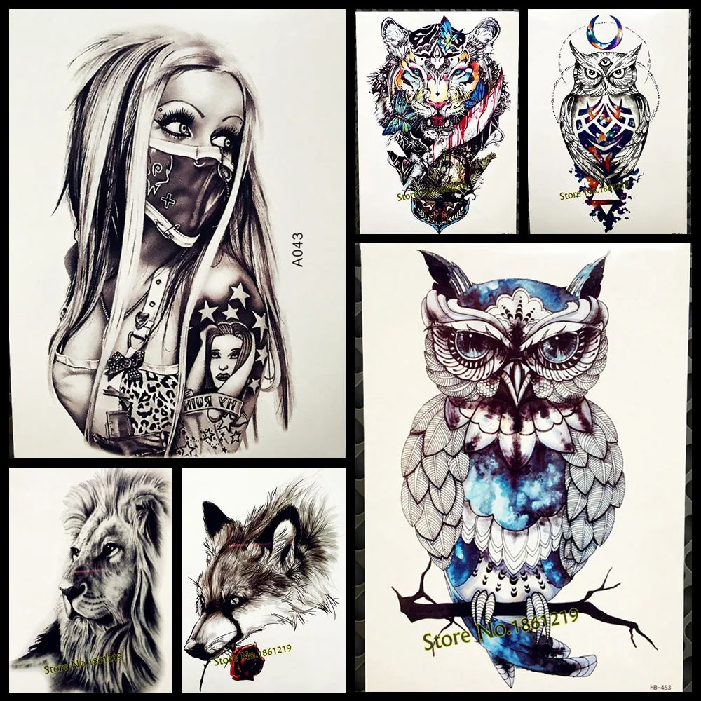 1PC Snowy Owl Hedwig Design Large Arm Tattoo Sleeve Flash Temporary Tattoo Sticker 21x15cm Waterproof Henna Tatoo Women Body Art