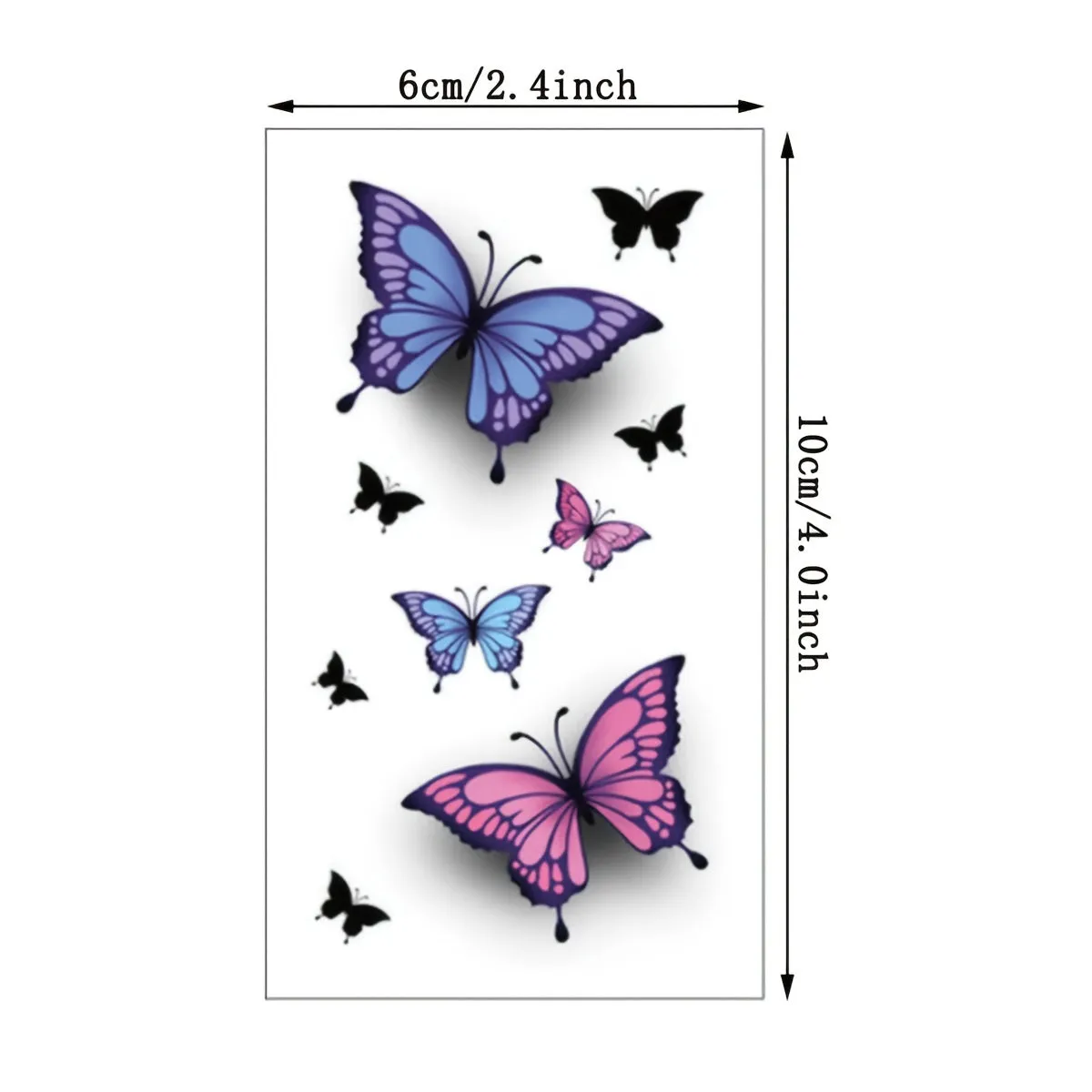 30pc Butterfly Temporary Tattoos Colorful Waterproof Realistic Body Art