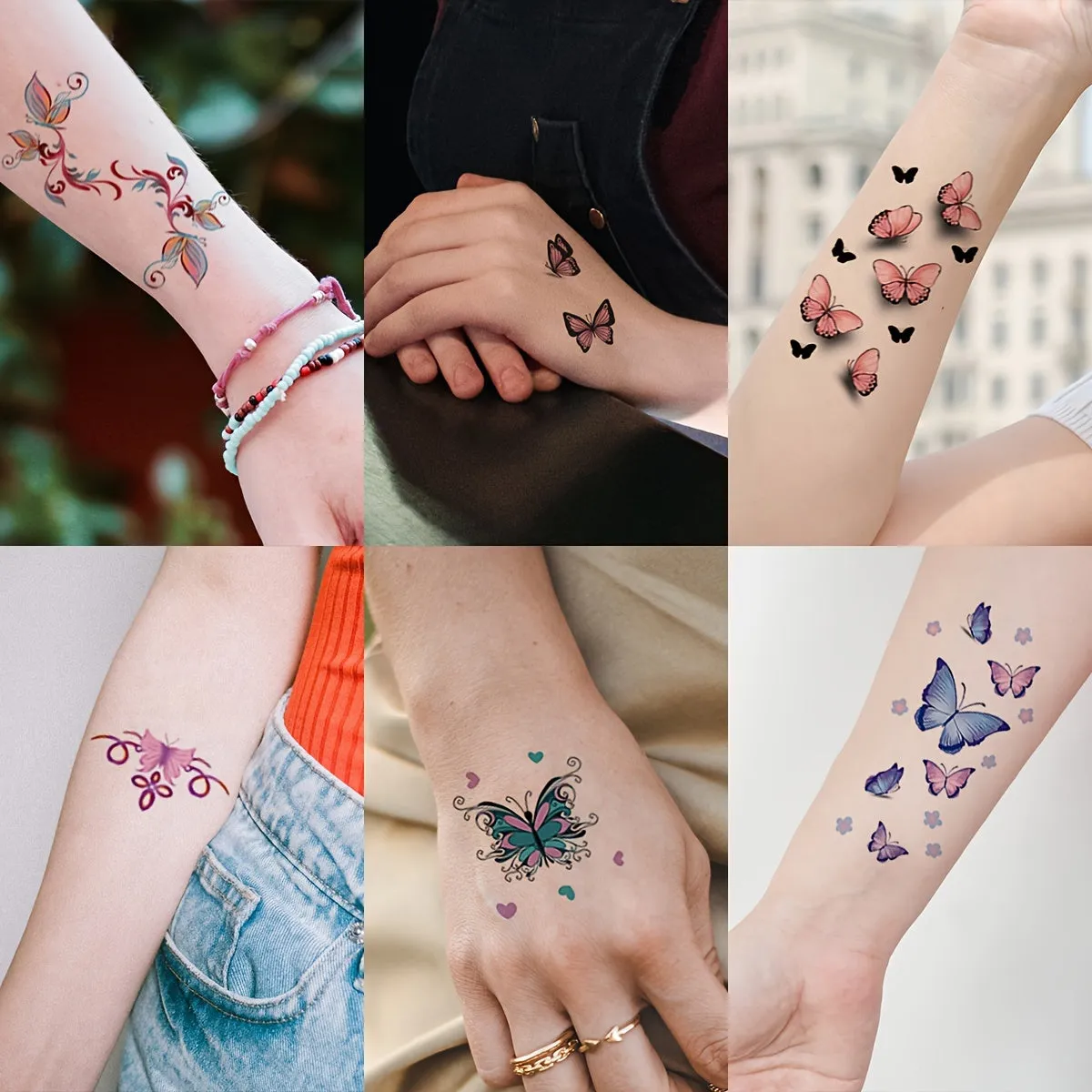 30pc Butterfly Temporary Tattoos Colorful Waterproof Realistic Body Art