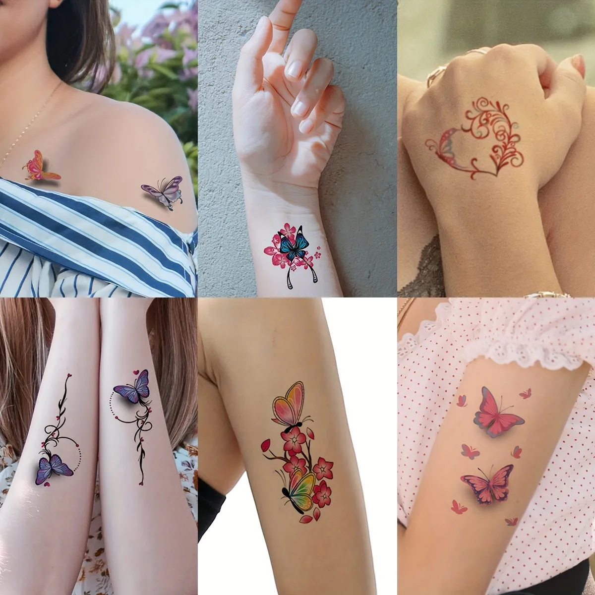 30pc Butterfly Temporary Tattoos Colorful Waterproof Realistic Body Art