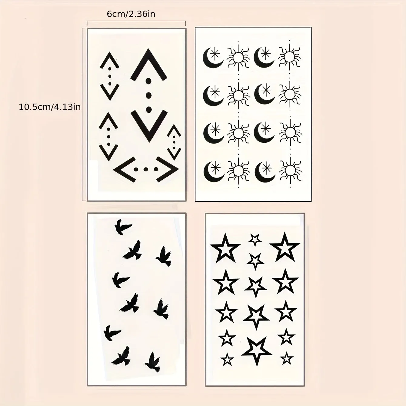 4 Sheet Waterproof Tattoo Sticker Set  Stunning Lasting Designs