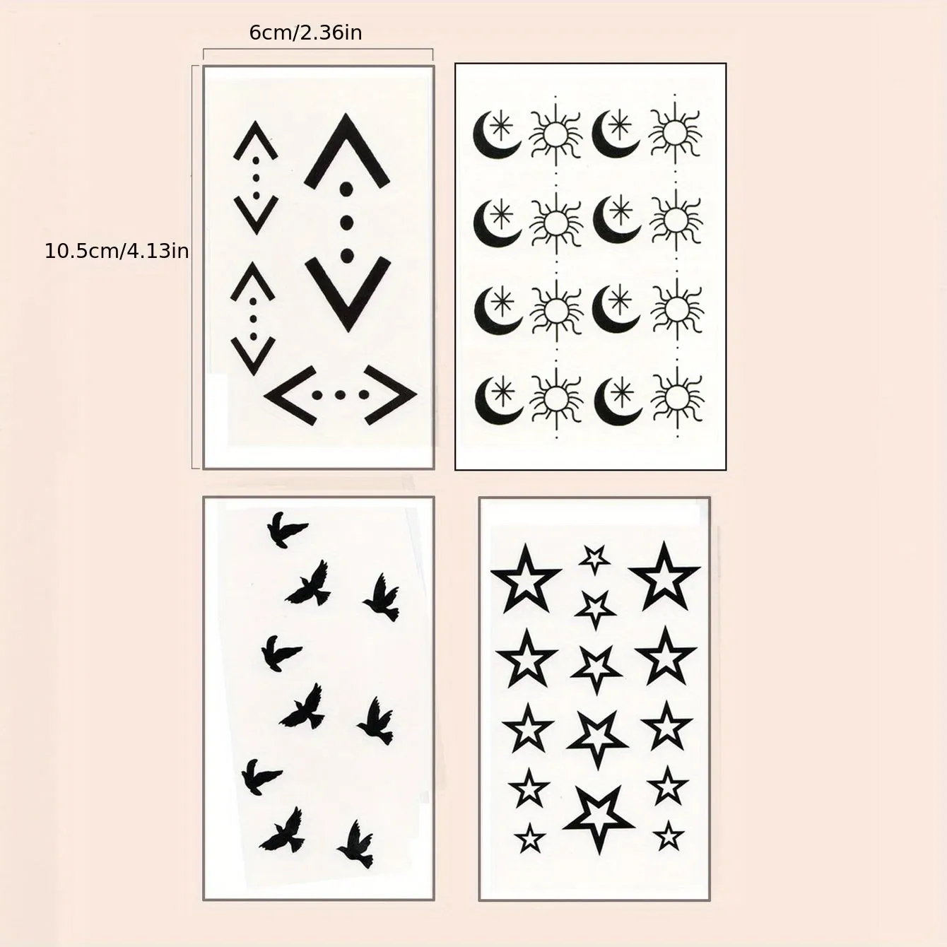 4 Sheet Waterproof Tattoo Sticker Set  Stunning Lasting Designs