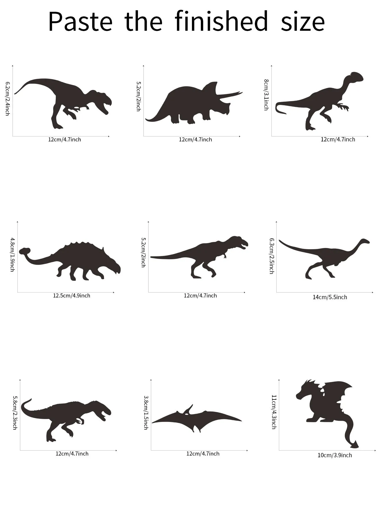 9pcs Dinosaur Kids Wall Sticker Creative Decor Wall Art Adhesive Wall Decals