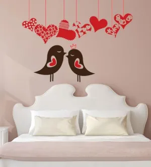 AARUDHRA SHOPEE Self Adhesive Decorative Peel Stick 2 Love Birds Wallpaper for Living Room Hall Decoration PVC Vinyl DIY Wall Stickers (100x60 Cm)