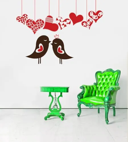 AARUDHRA SHOPEE Self Adhesive Decorative Peel Stick 2 Love Birds Wallpaper for Living Room Hall Decoration PVC Vinyl DIY Wall Stickers (100x60 Cm)