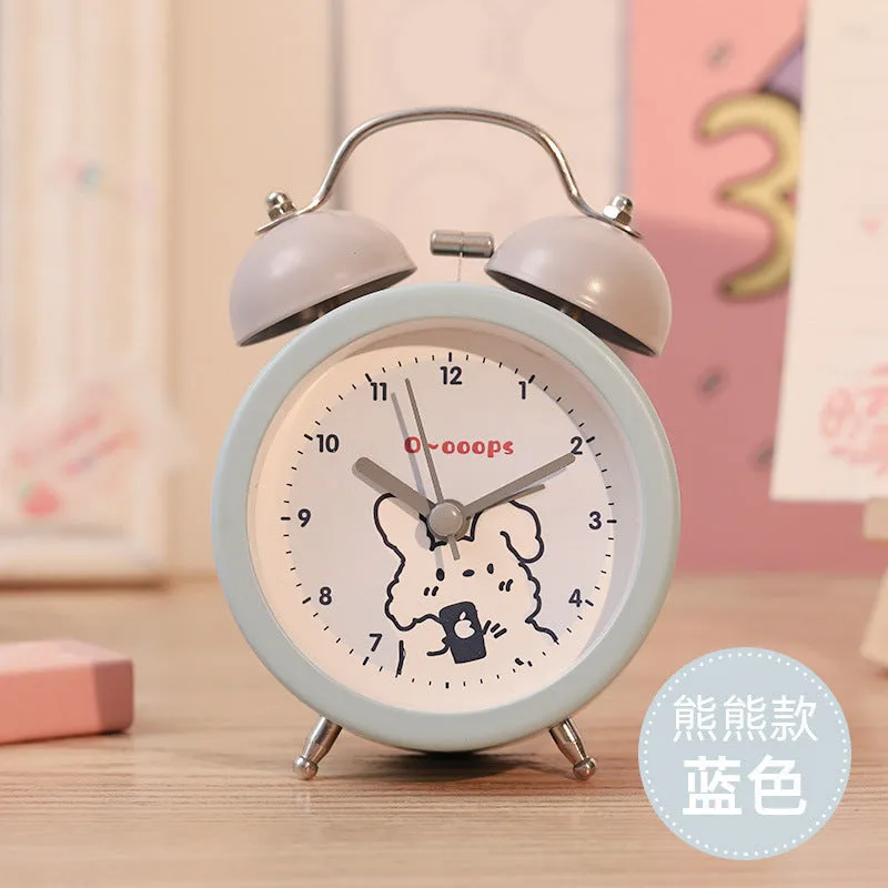 Alarm Clock Cartoon Creative Student with Digital Table Clock Luminous Decoration Mute Iron Bell Alarm Clock