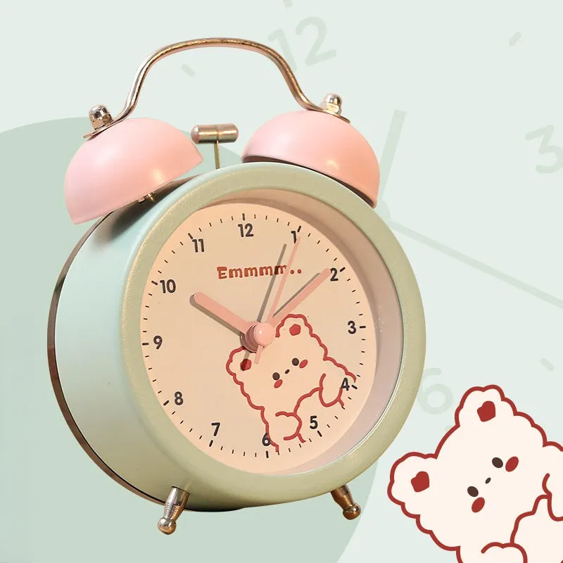 Alarm Clock Cartoon Creative Student with Digital Table Clock Luminous Decoration Mute Iron Bell Alarm Clock