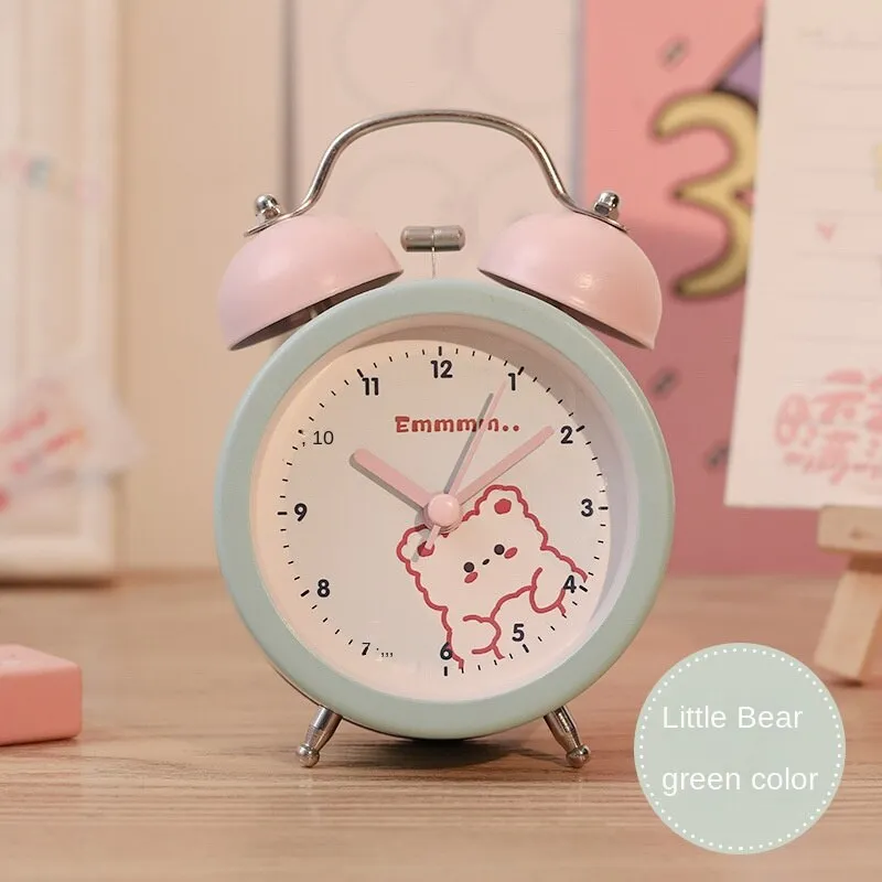 Alarm Clock Cartoon Creative Student with Digital Table Clock Luminous Decoration Mute Iron Bell Alarm Clock