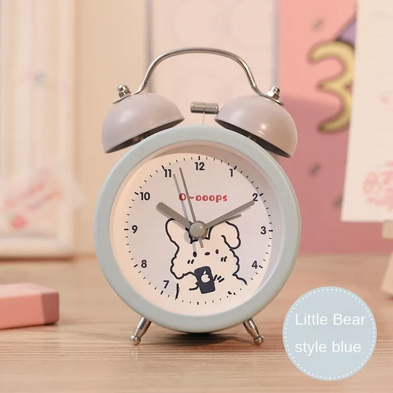 Alarm Clock Cartoon Creative Student with Digital Table Clock Luminous Decoration Mute Iron Bell Alarm Clock