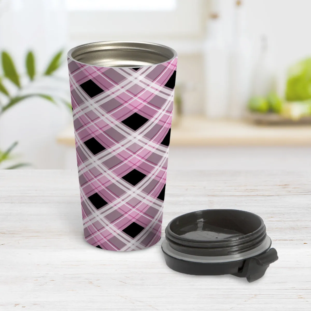 Alternative Pink Plaid Travel Mug