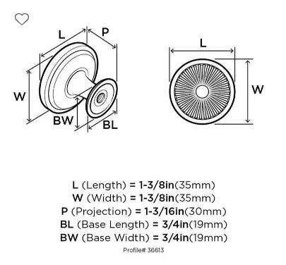 Amerock Crawford Knob 1-3/8" Diameter BP36613