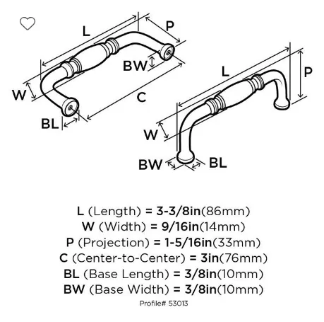 Amerock Granby Pull 3" Center to Center BP53013