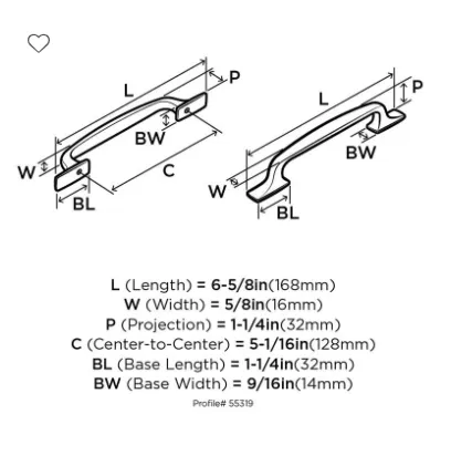 Amerock Highland Ridge 5-1/16" Center to Center Pull BP55319