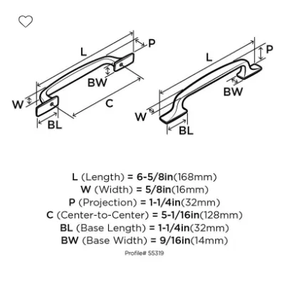 Amerock Highland Ridge 5-1/16" Center to Center Pull BP55319