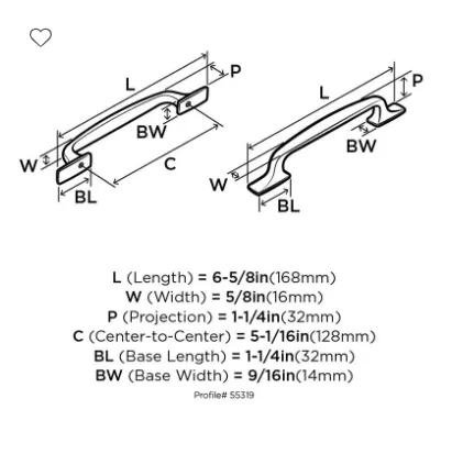 Amerock Highland Ridge 5-1/16" Center to Center Pull BP55319