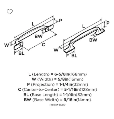 Amerock Highland Ridge 5-1/16" Center to Center Pull BP55319