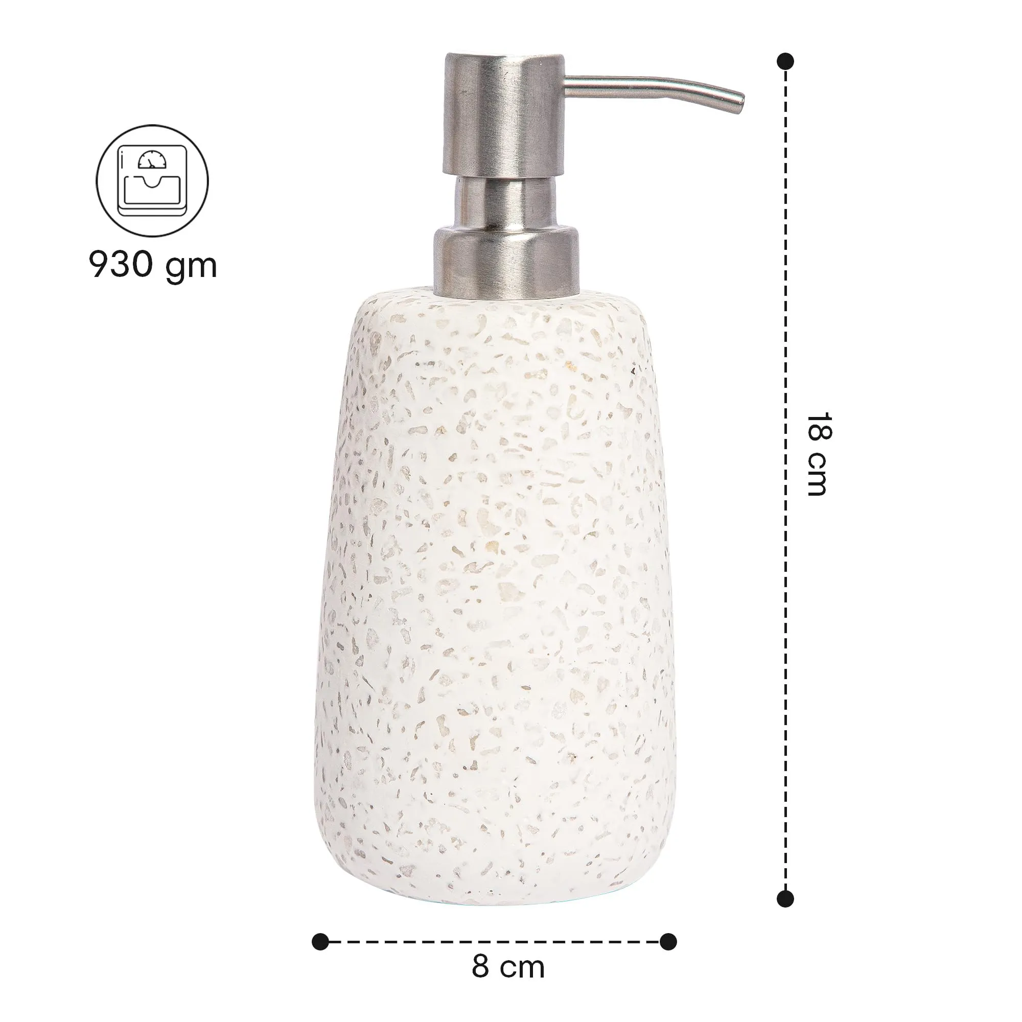 Anko Terrazzo Soap Dispenser - Set of 3| Elegant Bathroom Accessory | 130 ml Capacity | 18cm (H) x 8cm (Dia.)