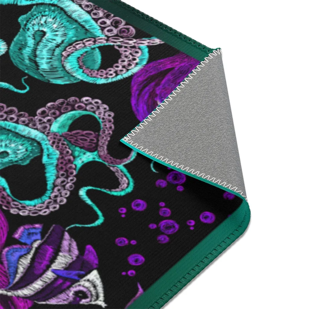 Aqua Octopus Area Rug, Available in 3 sizes | D20027