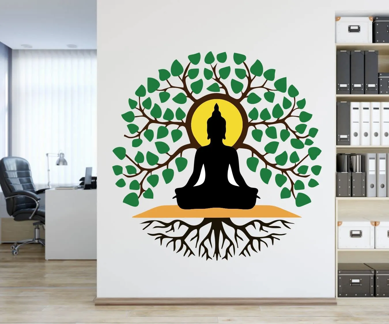 Art Kafe Black Buddha Sadhana Under Tree Wall Sticker