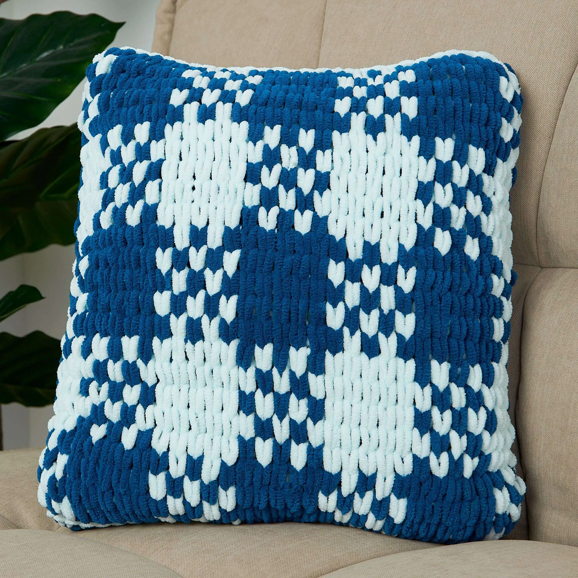 Bernat Craft EZ Graph It Charming Check Pillow