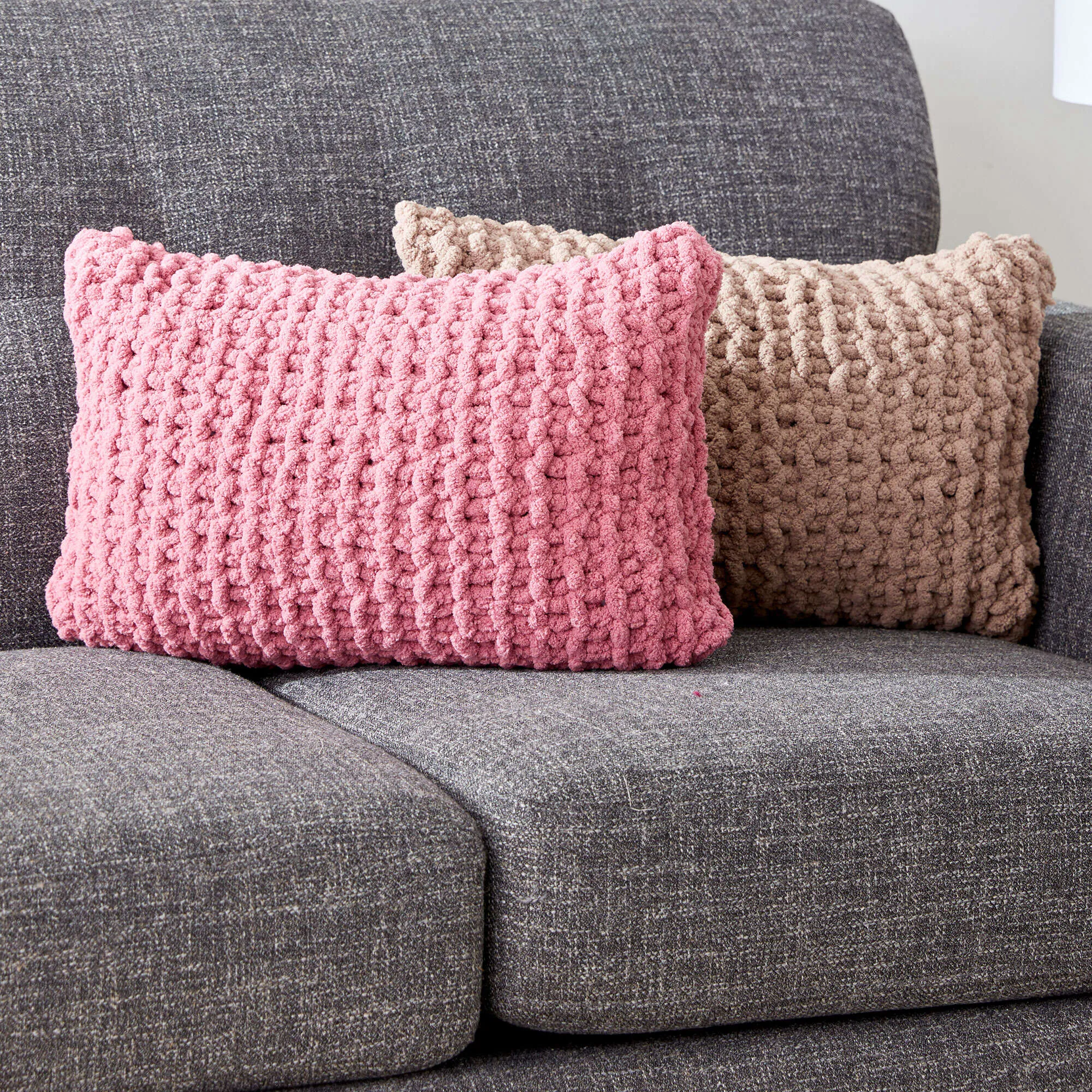 Bernat Garter Stripe Duo Knit Pillows