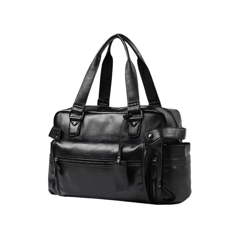 Black Leather Duffle Bag PU