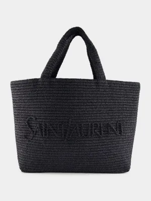 Black Raffia Crochet Tote Bag