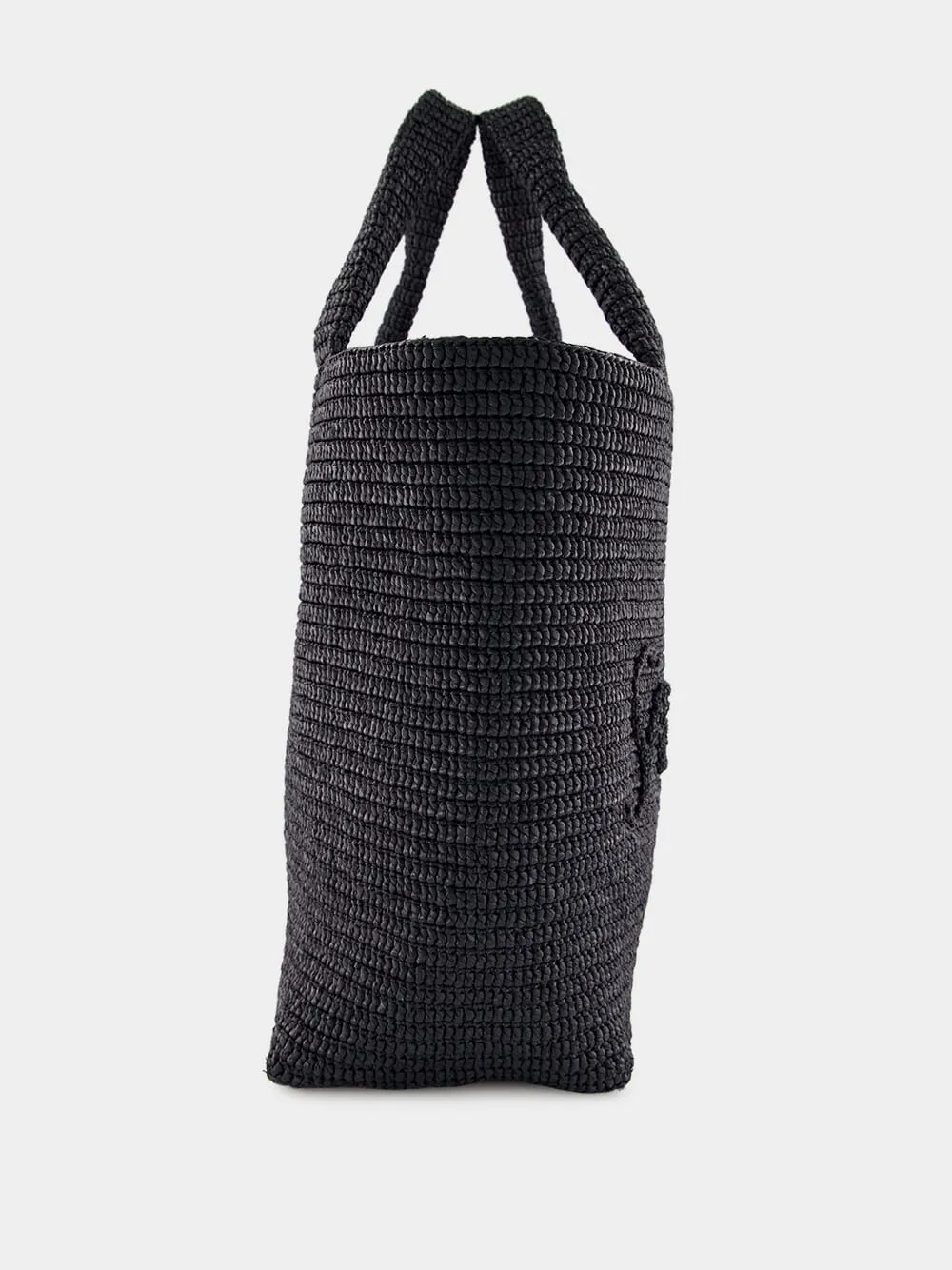 Black Raffia Crochet Tote Bag