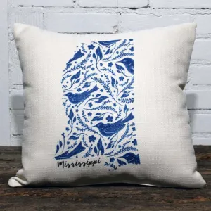 Blue Bird State Pattern Square Pillow with Backing