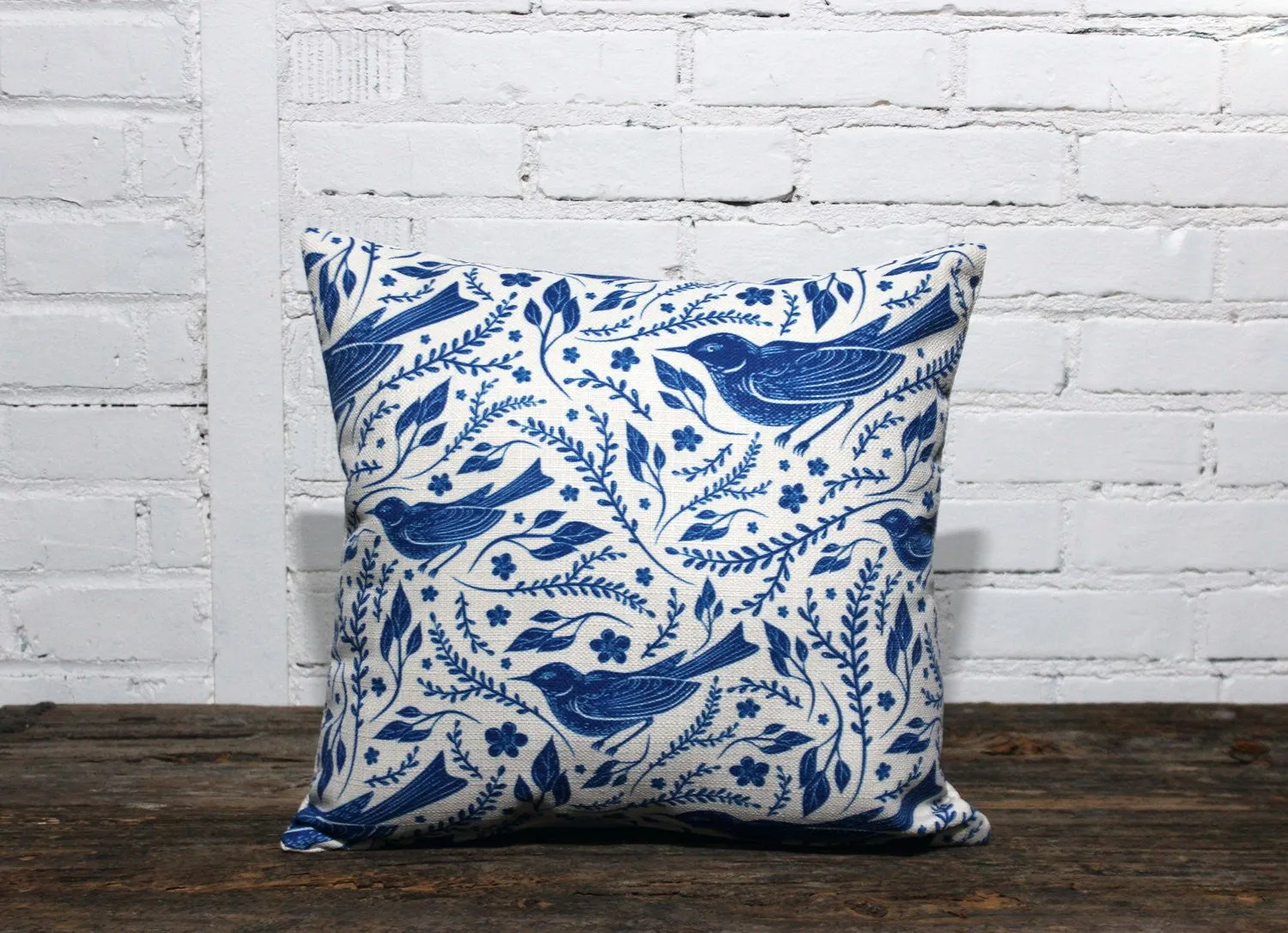 Blue Bird State Pattern Square Pillow with Backing