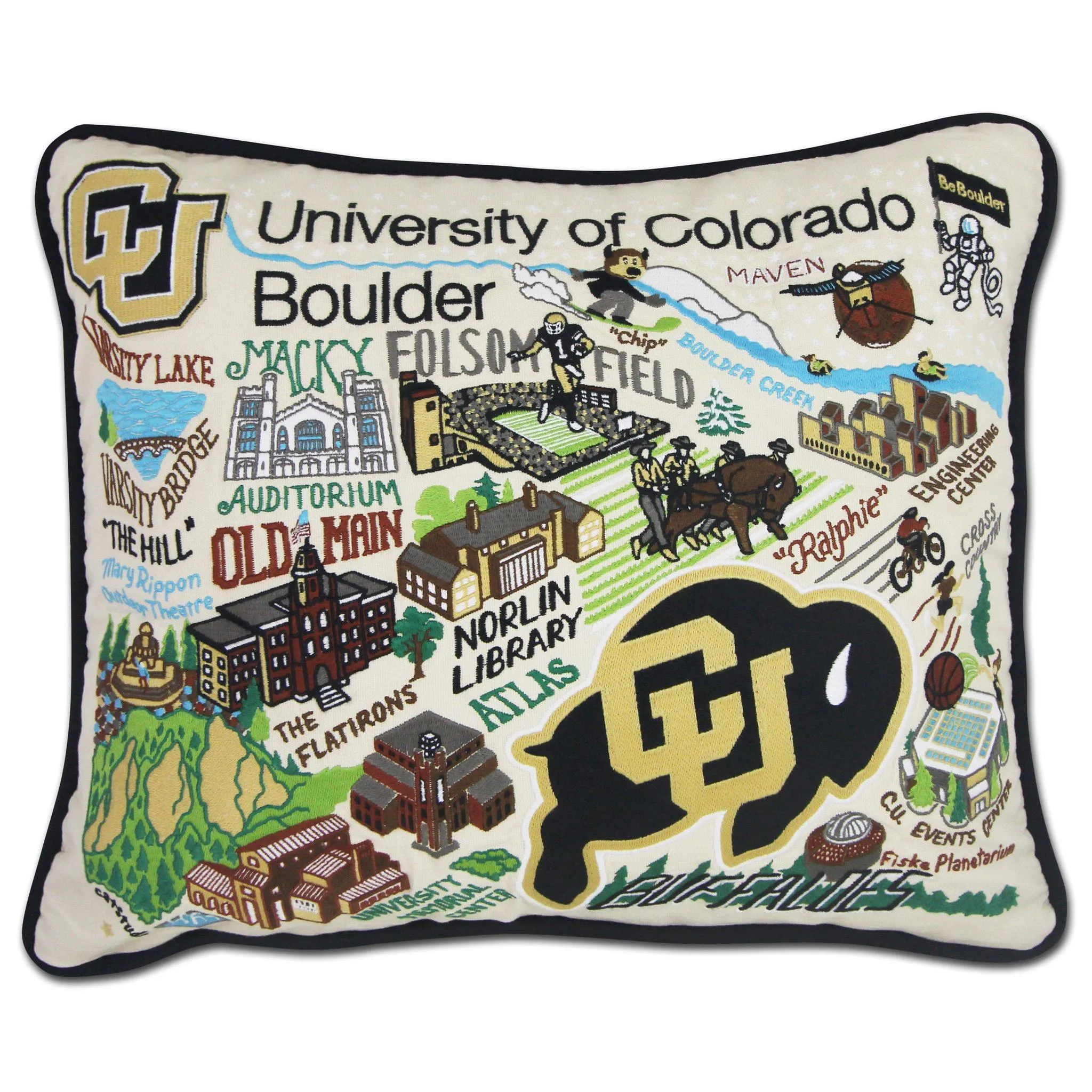 Boulder, University of Colorado Collegiate Embroidered Pillow