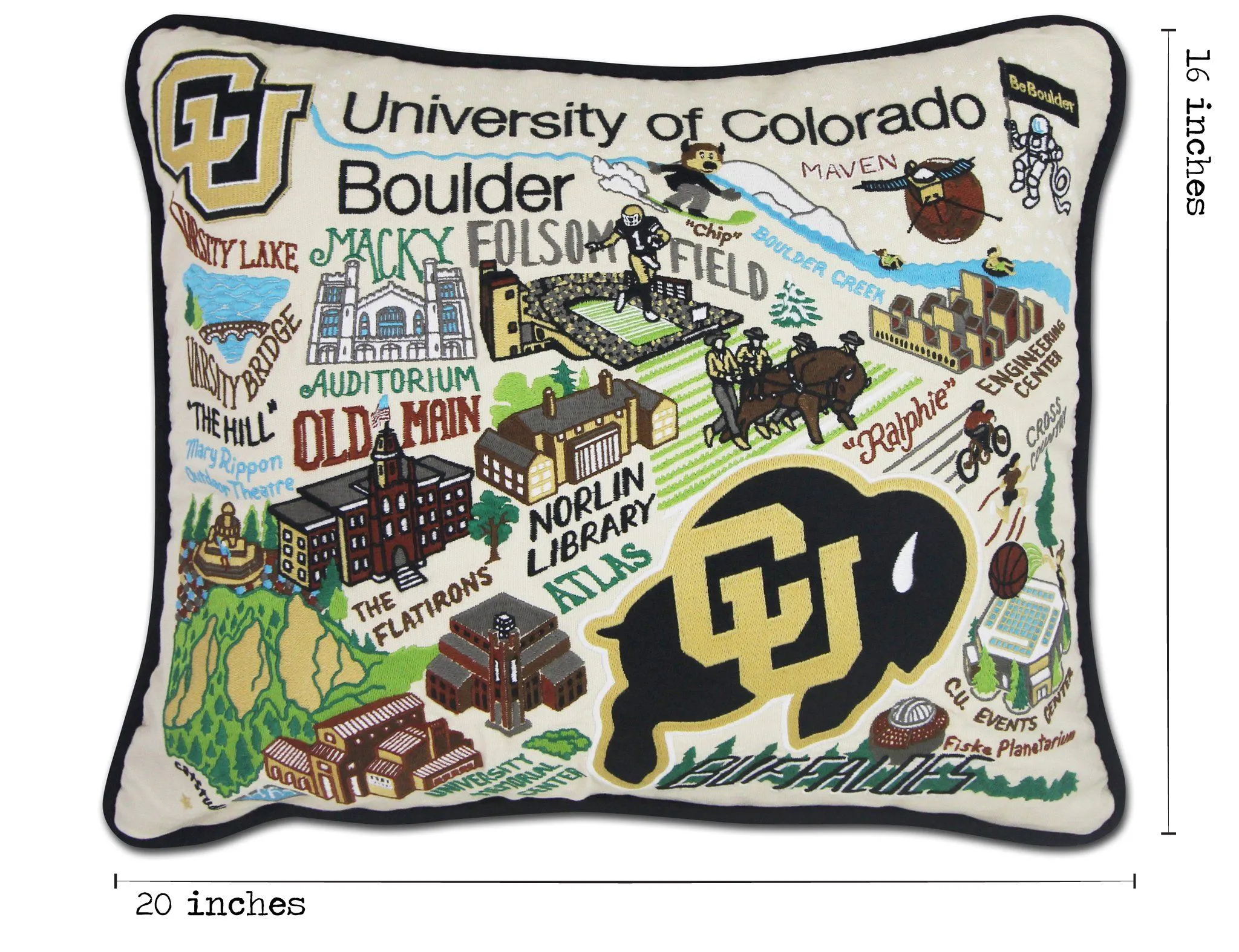 Boulder, University of Colorado Collegiate Embroidered Pillow