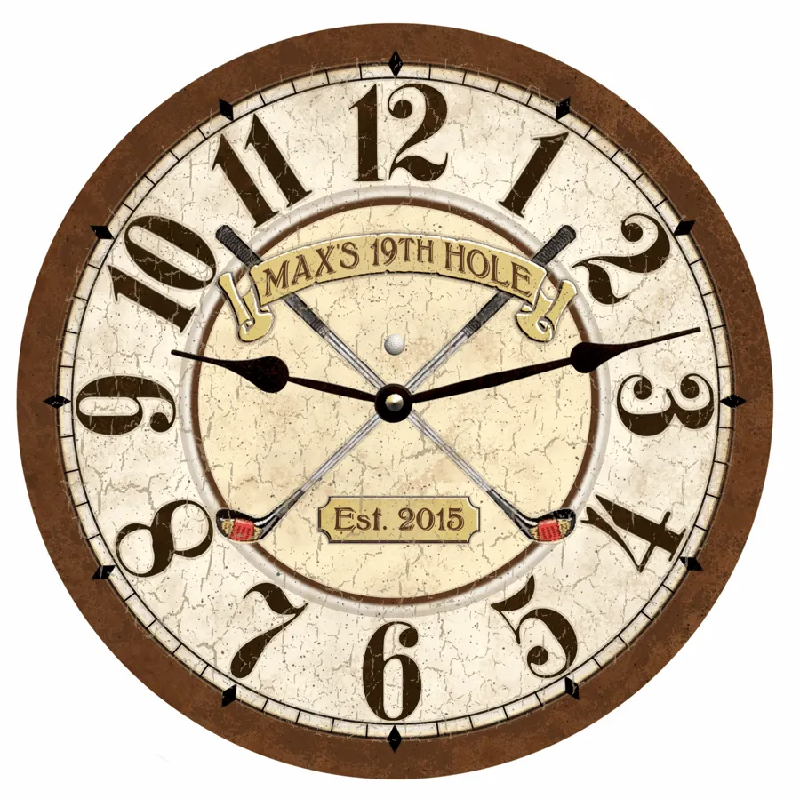 Brown Golf Clock- Personalized Golf Clock