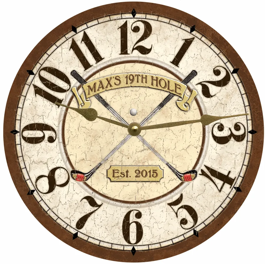 Brown Golf Clock- Personalized Golf Clock