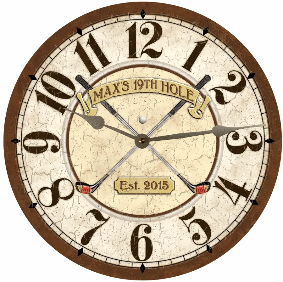 Brown Golf Clock- Personalized Golf Clock