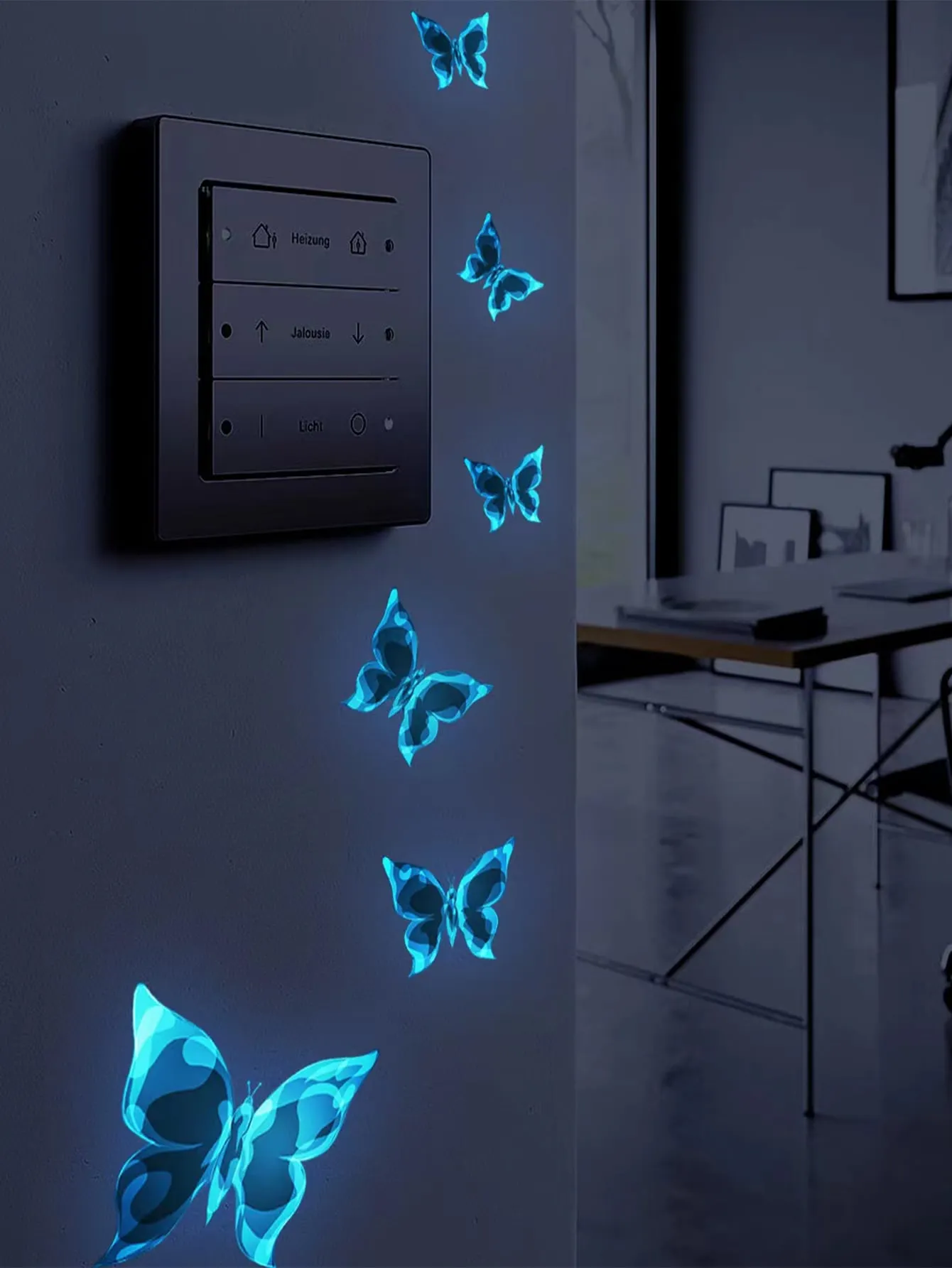 Butterfly Pattern Glow In The Dark Wall Decal For Home Creative Decor Wall Art