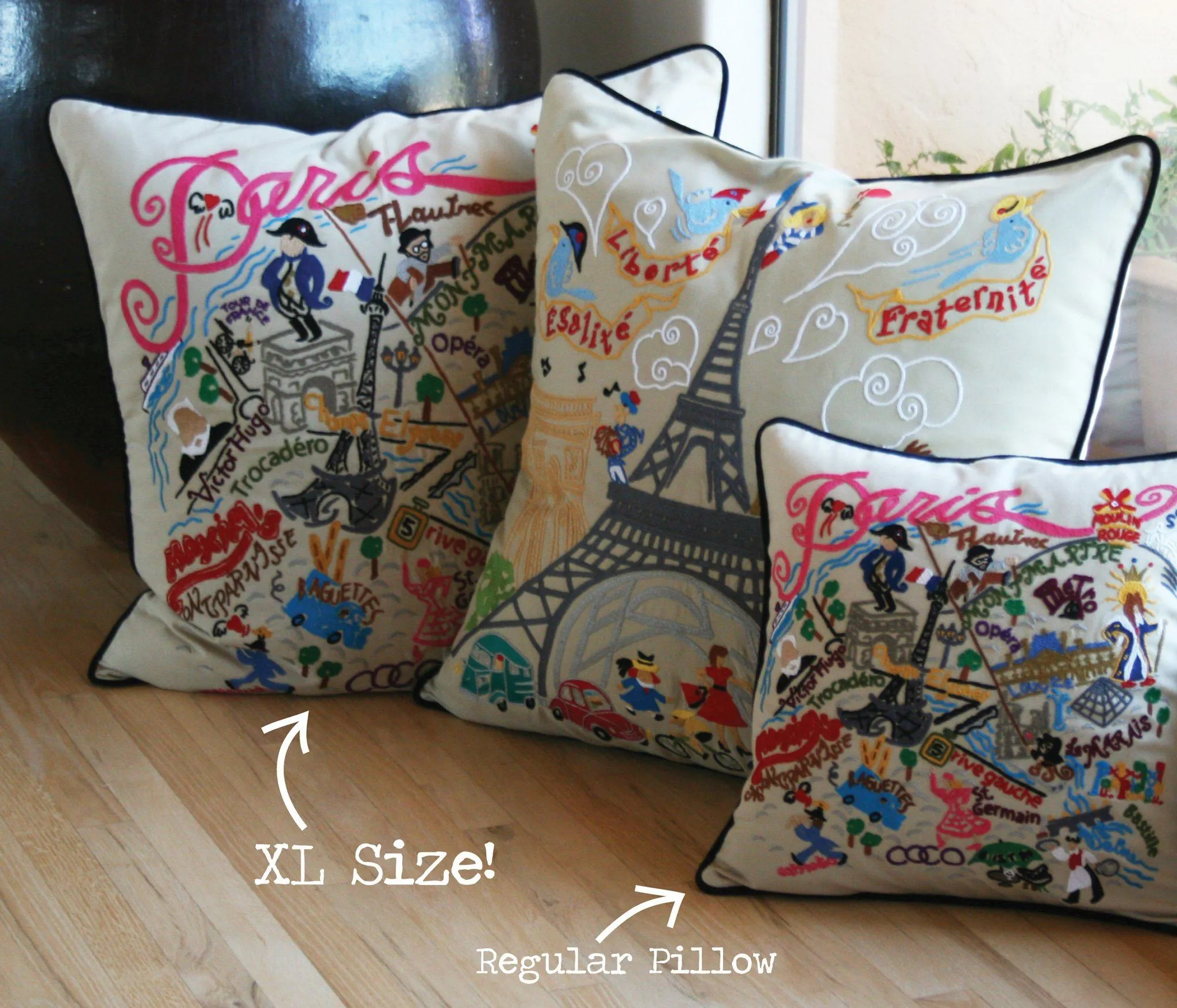 California XL Hand-Embroidered Pillow