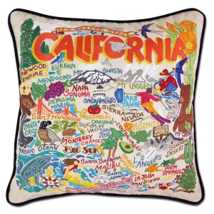 California XL Hand-Embroidered Pillow