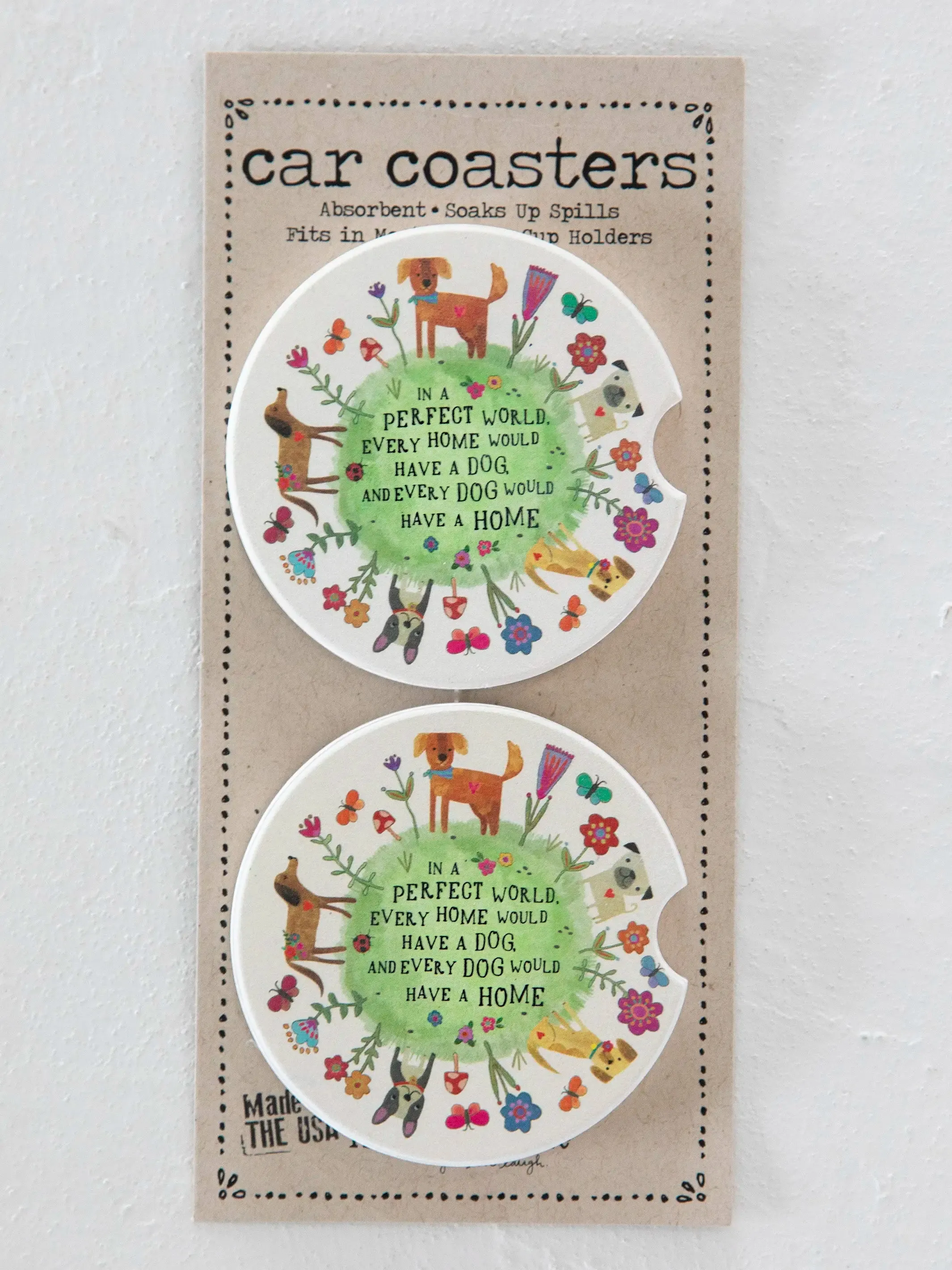 Car Coasters, Set of 2 - Every Dog Has A Home