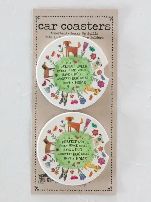 Car Coasters, Set of 2 - Every Dog Has A Home