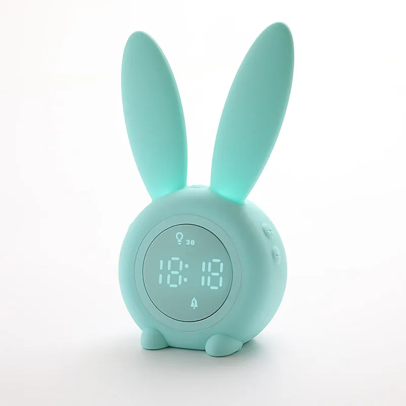 Cartoon Cute Rabbit Timing Alarm Clock Silicone Light Intelligent Induction Led Wake-up Night Light Charging Student Mute Little Alarm Clock