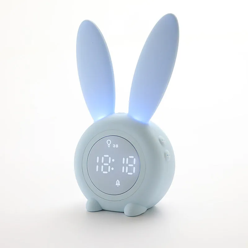 Cartoon Cute Rabbit Timing Alarm Clock Silicone Light Intelligent Induction Led Wake-up Night Light Charging Student Mute Little Alarm Clock