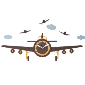 chaonong Hanging Clock Children Cartoon Plane Hanging Clock Northern European Creative Living Room Bedroom Home Clock Bell Mute Large (Color : A)