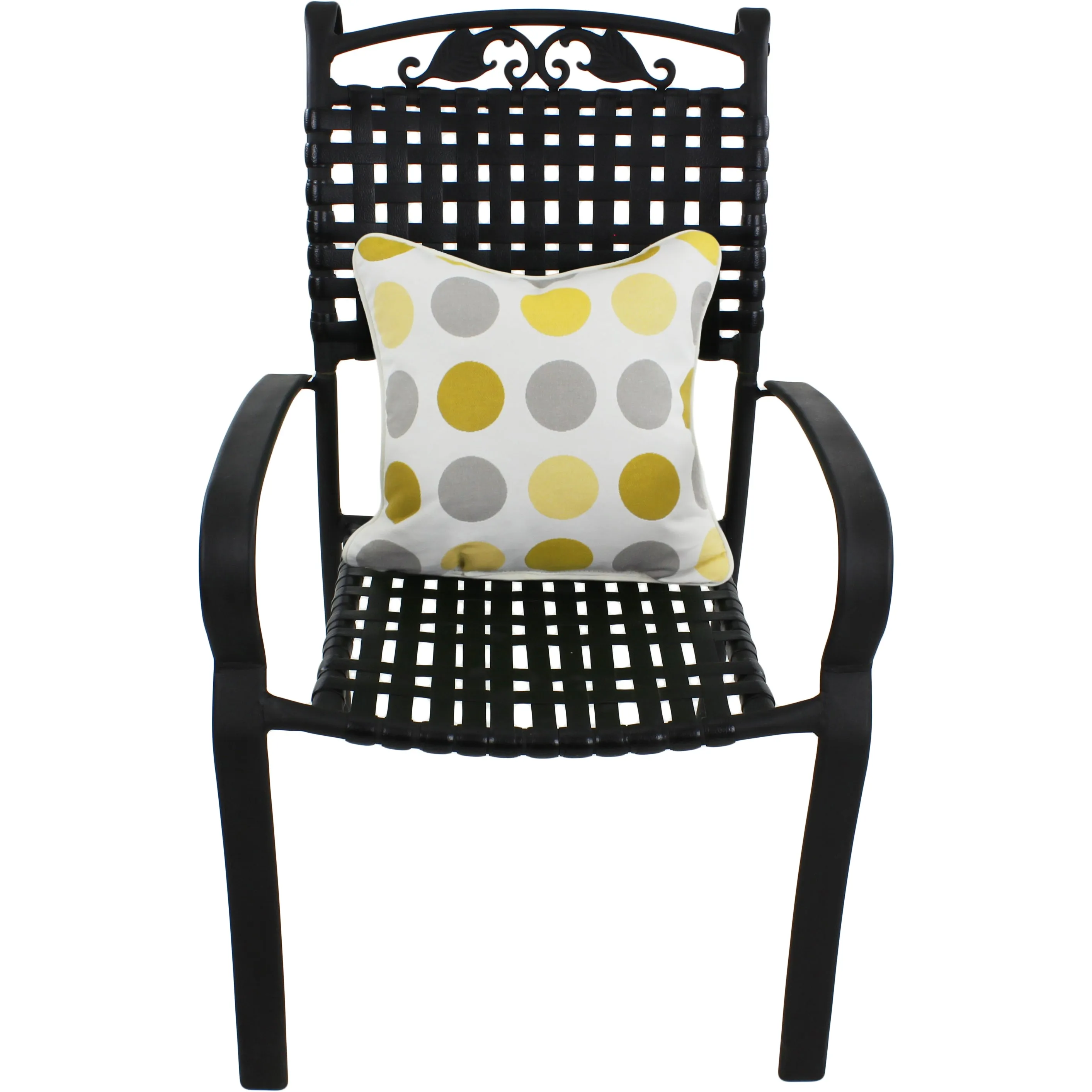 Citron Yellow and Gray Big Dots Outdoor Decorative Pillow