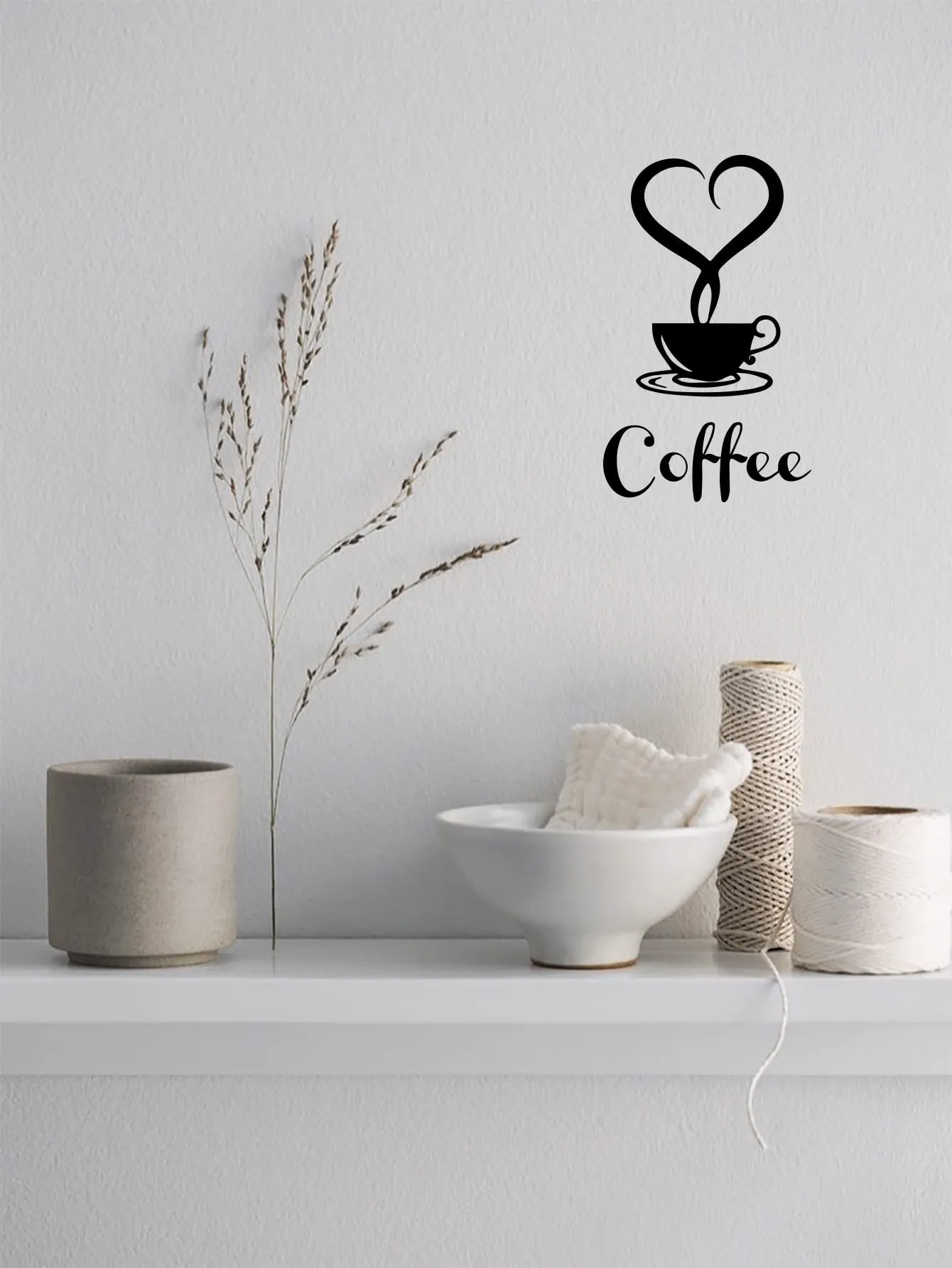 Coffee Print Wall Sticker Black Removable PVC Wall Art Decal For Home Decor