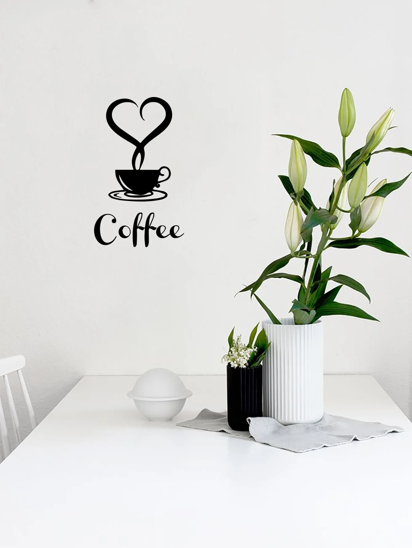 Coffee Print Wall Sticker Black Removable PVC Wall Art Decal For Home Decor